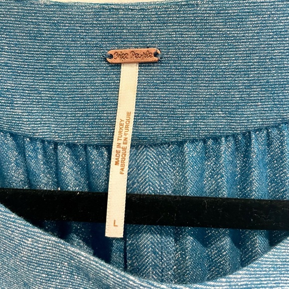 Free People - Blue Shimmer Pleated Love Mini Dress - Picture 5 of 5